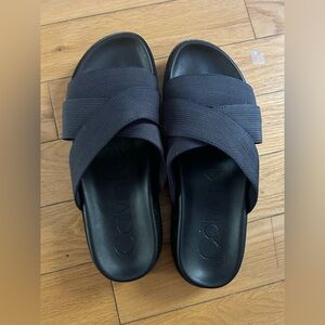 Calvin Klein Navy Crisscross Slide Sandals